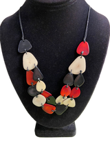 Canoa 2SRBS 2-STRAND Red Black Stone Tagua Necklace