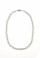 Sea Lily S159A Braided Silver Wire Necklace With Small Mother Of Pearls Intertwined