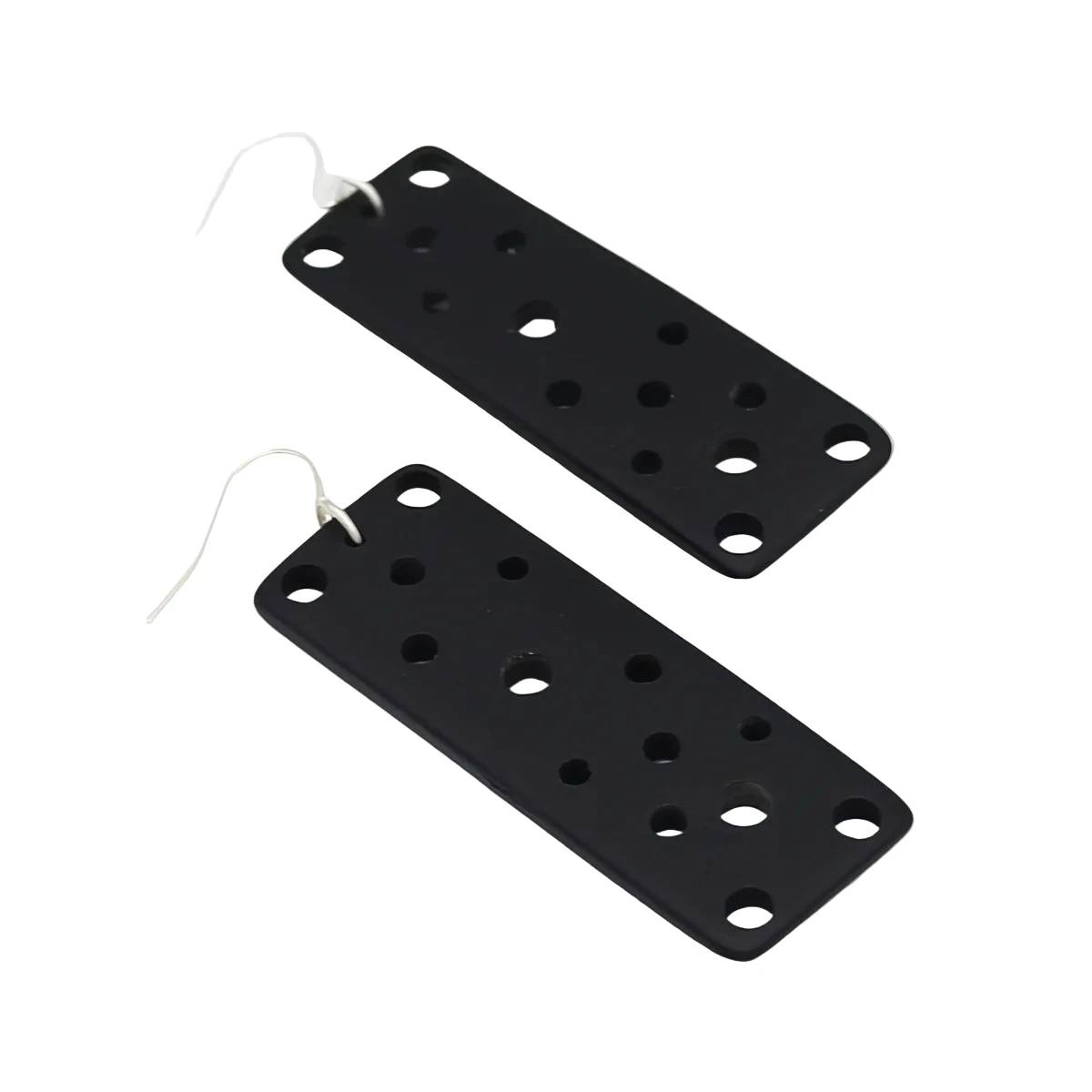 Sylca SD25E23BK Black Rectangle Cut Out Resin Earrings