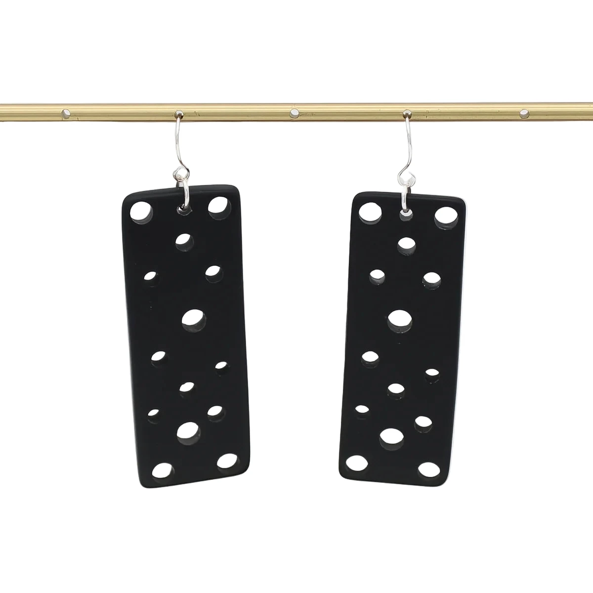 Sylca SD25E23BK Black Rectangle Cut Out Resin Earrings