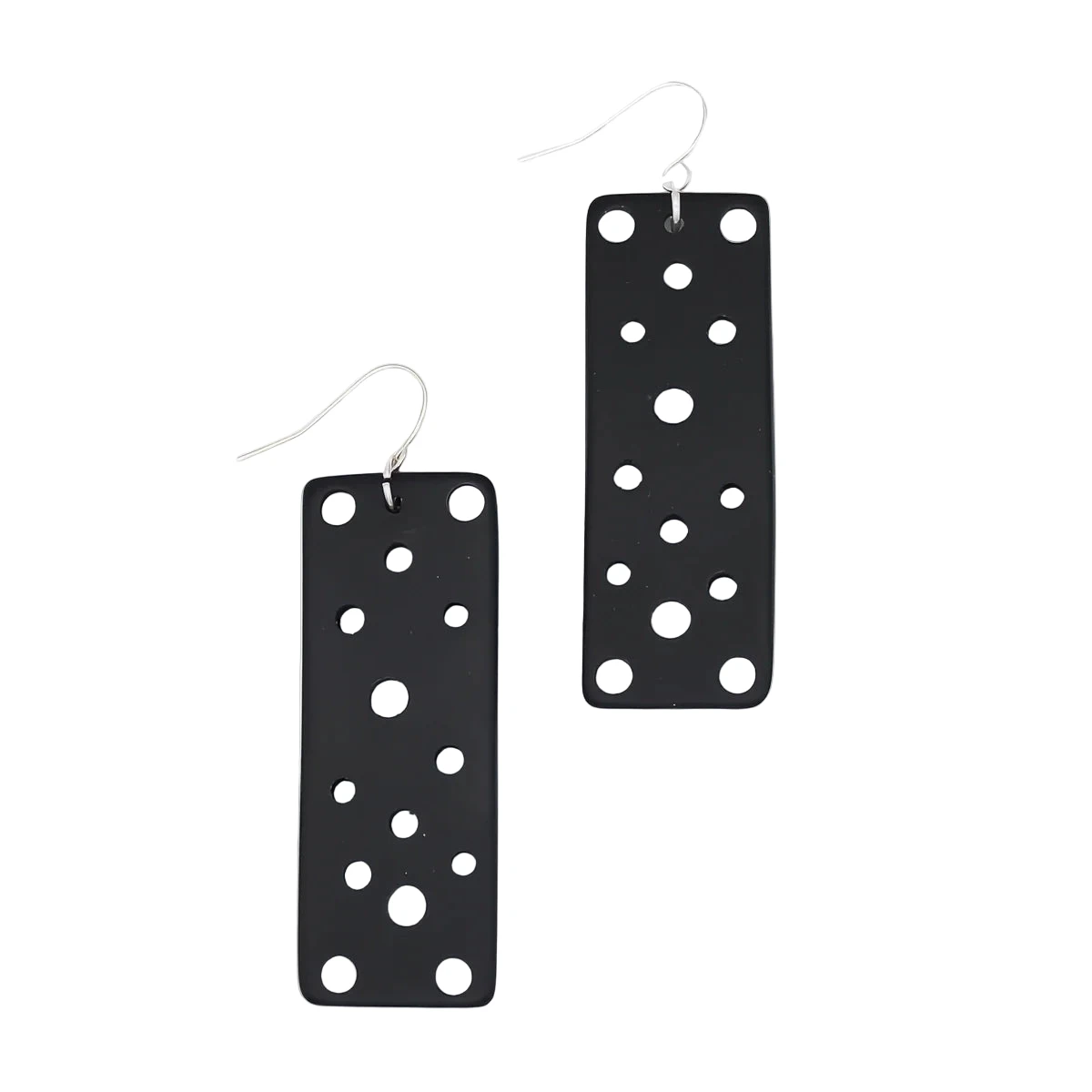 Sylca SD25E23BK Black Rectangle Cut Out Resin Earrings