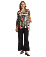 Jess & Jane SG22138 CUBISM Mandarin Collar Button Down Shirt