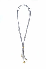 Sea Lily SH57S Silver 4 Strand Wire Lariat Necklace With Dangling Pearls And Silver Beads