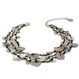 Chanour SLVR1033 Handmade Three Strand Silver Plated Pewter Necklace