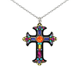 Firefly 8461-MC European Crystal Cross Necklace