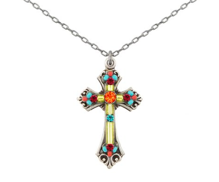 Firefly 8927-MC European Crystal Cross Necklace