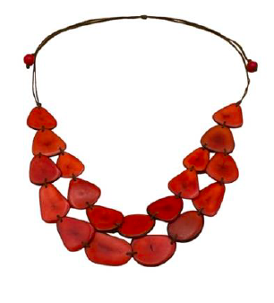 Canoa SMLFLT12 RED Small Flat Two Strand Tagua Necklace