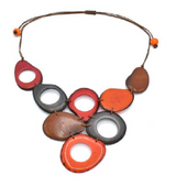Canoa BIB2 Orange Brown Tagua Bib Necklace