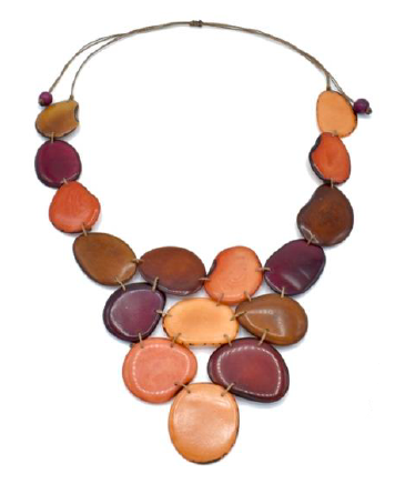 Canoa BIB5 Orange Tagua Bib Necklace