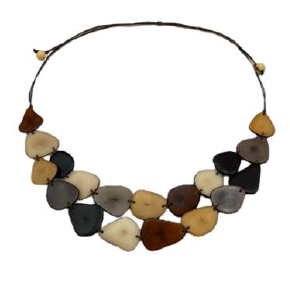 Canoa SMLFLT9 NEUTRALS Small Flat Two Strand Tagua Necklace