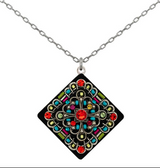 Firefly 9187-MC Multicolor Large Filigree Diamond Pendant Necklace