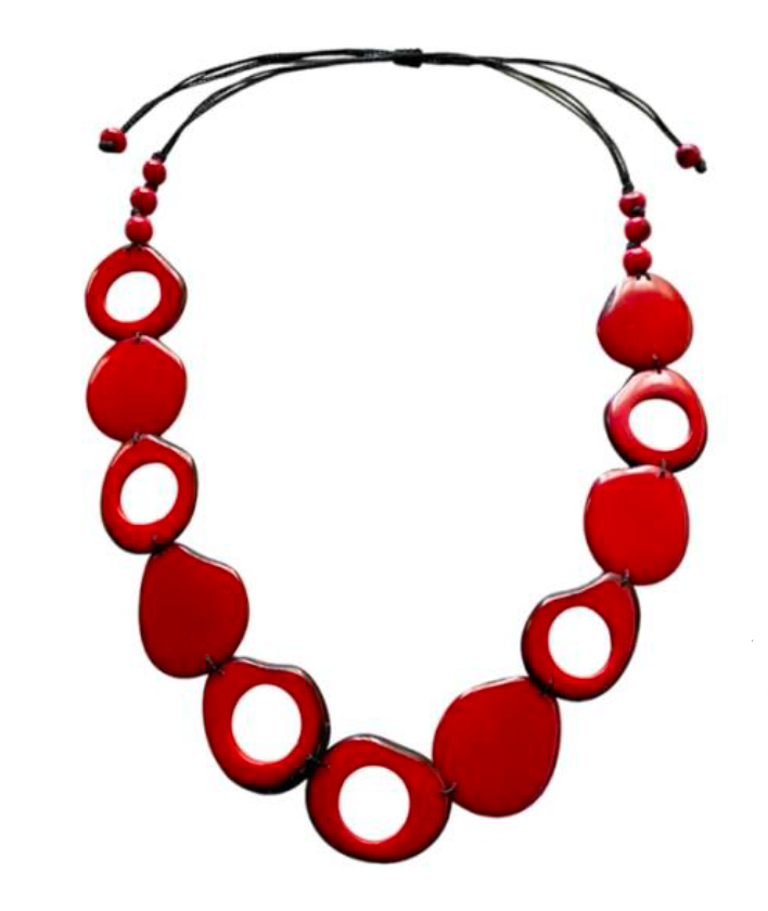 Canoa SSHLW2 RED Single Strand Hollow Tagua Necklace