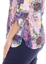 Carine BC25142 ORCHID MOSAIC Burnout Crinkle Sabrina Shirt