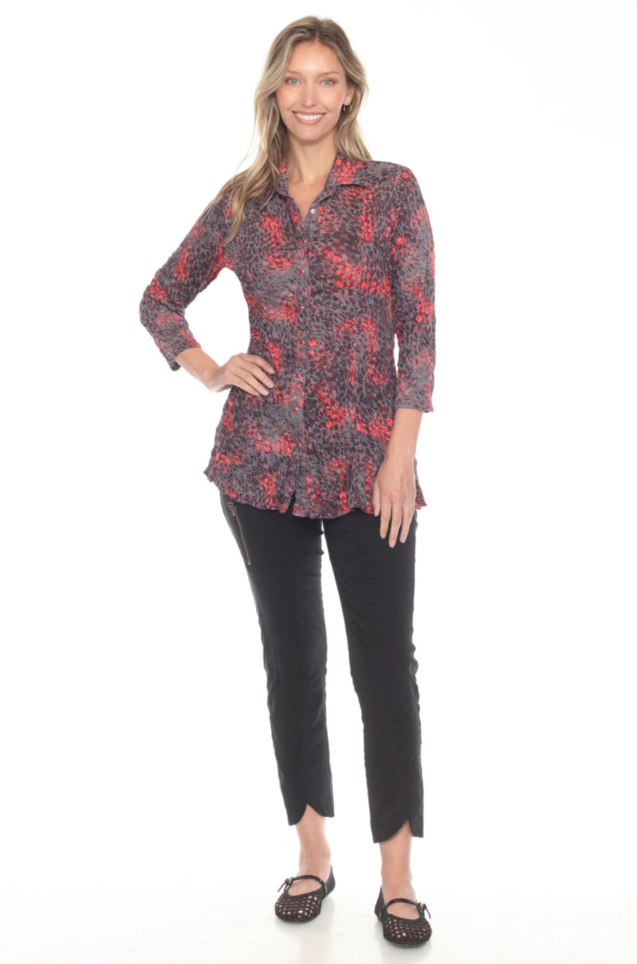 Carine BS25168 RUBY JEWELS Burnout Crinkle Selena Shirt