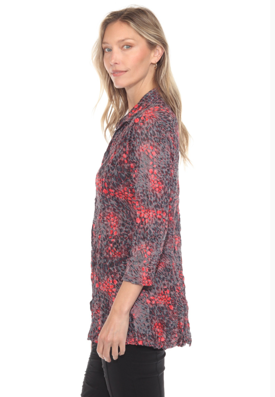 Carine BS25168 RUBY JEWELS Burnout Crinkle Selena Shirt