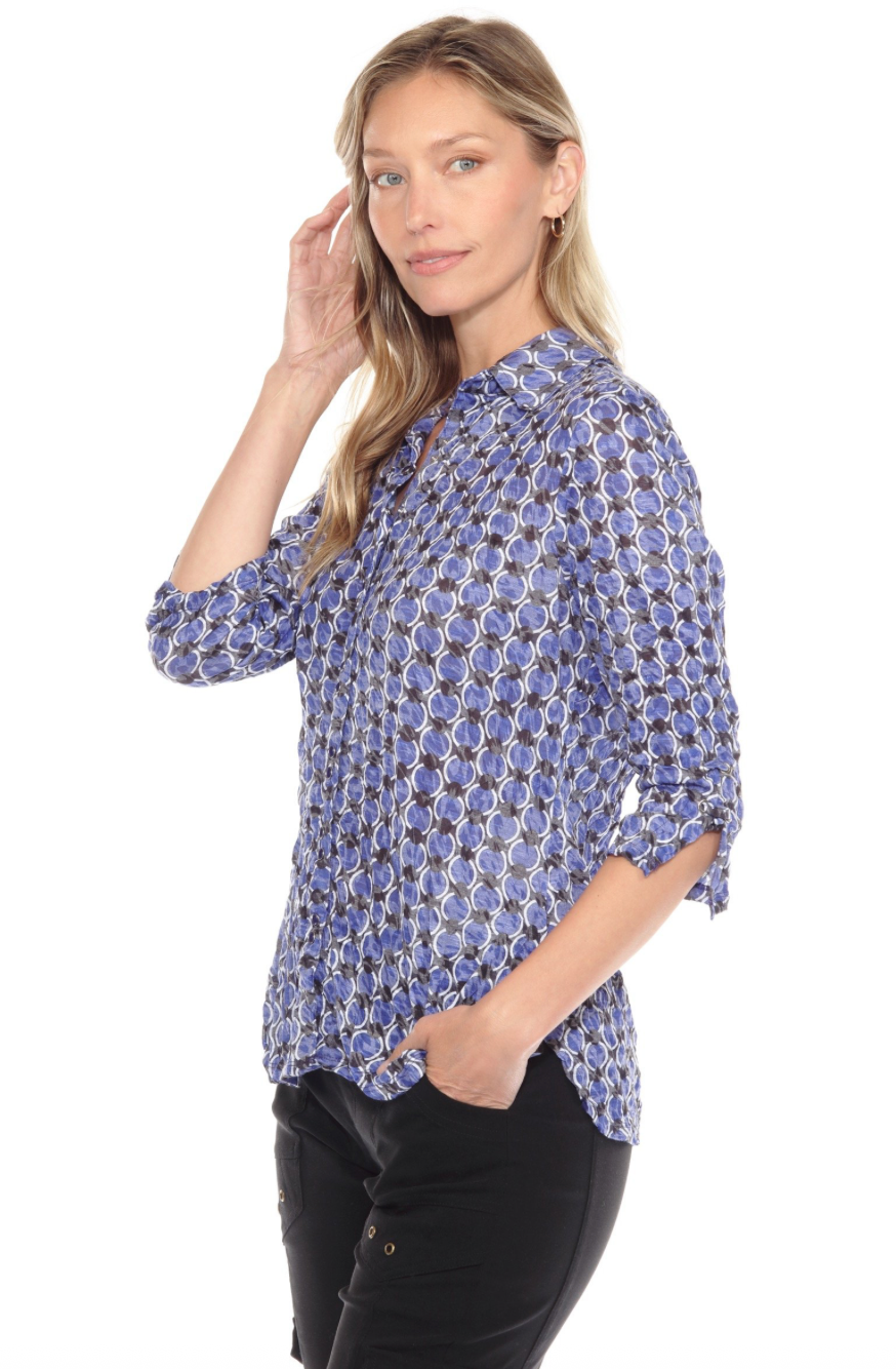 Carine BC25715 TWILIGHT ORBS Burnout Crinkle Sabrina Shirt