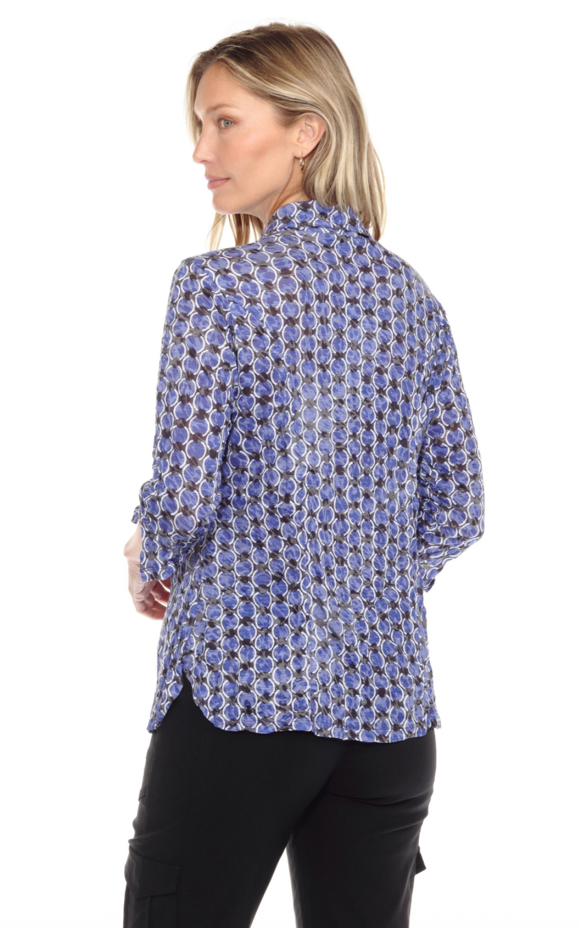 Carine BC25715 TWILIGHT ORBS Burnout Crinkle Sabrina Shirt