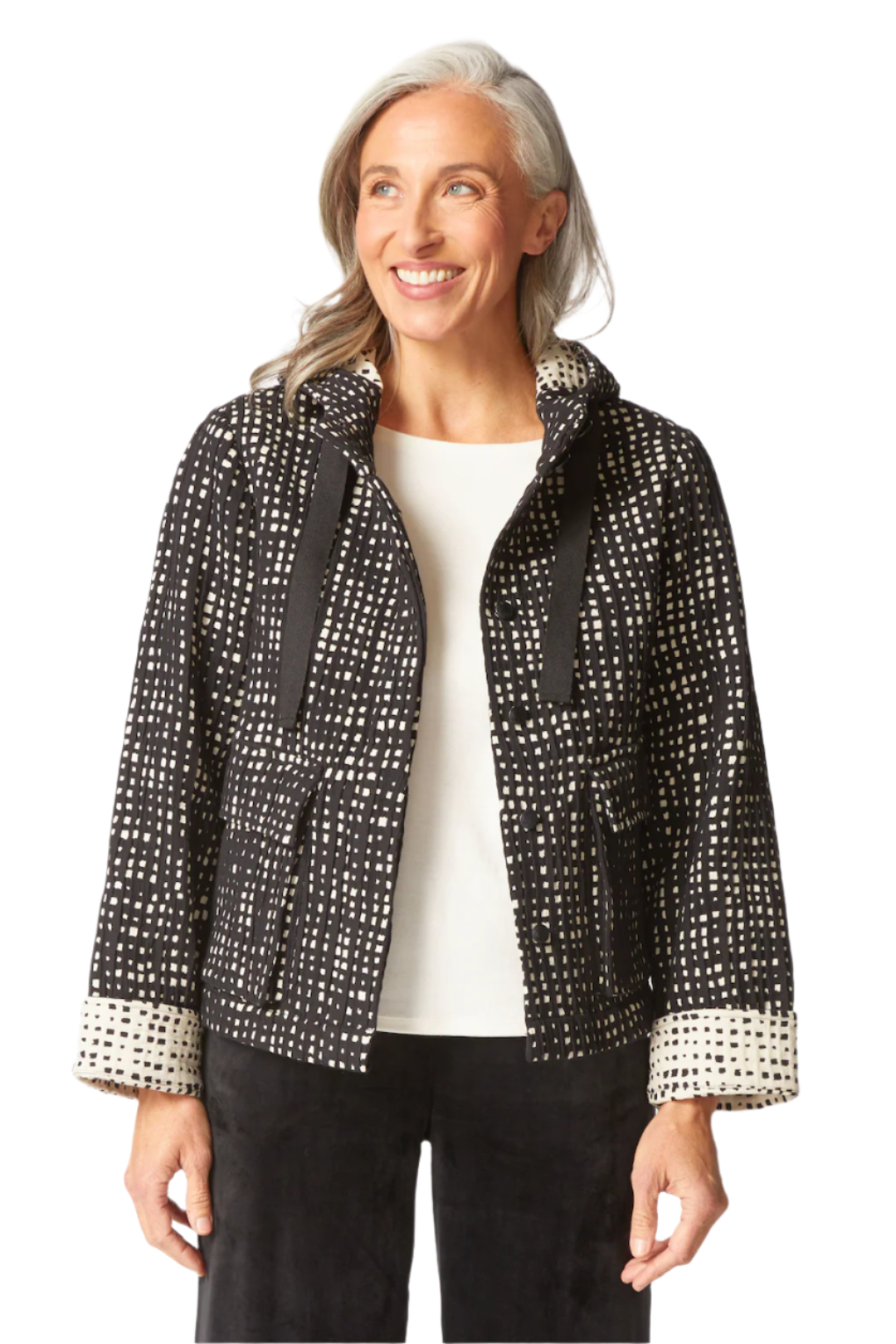 Habitat 21826BK BLACK Autumn Check Cargo Pocket Hoodie Jacket
