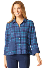Habitat 40290NV NAVY Girl Gone Plaid Button Front Mixed Pocket Shirt