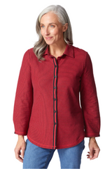 Habitat 51303RB RUBY Double Face Striped Button Front Boyfriend Shirt