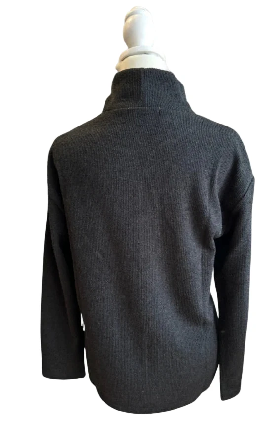 Trisha Tyler TT11956BG Black Grey Long Sleeve Faux Suede Sweater