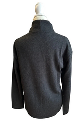 Trisha Tyler TT11956BG Black Grey Long Sleeve Faux Suede Sweater