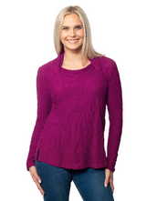 Snoskins 22650BT BEET Dreamcatcher Draped Cowl Neck Long Sleeve Top