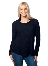 Snoskins 22650BK BLACK Dreamcatcher Draped Cowl Neck Long Sleeve Top