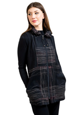 Trisha Tyler TT11950 Red Tan Black Zip Up Vest With Drawstring Collar