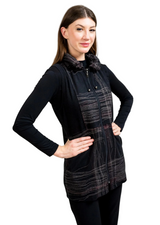 Trisha Tyler TT11950 Red Tan Black Zip Up Vest With Drawstring Collar