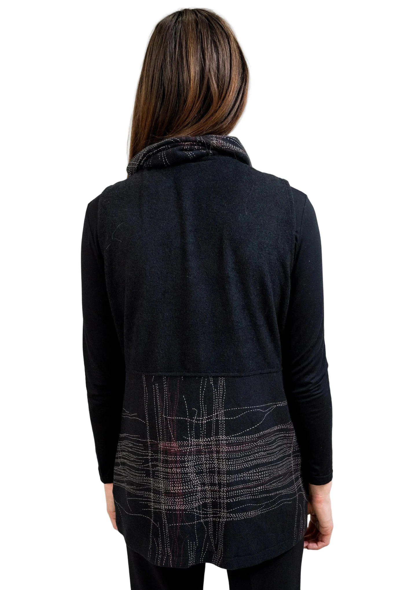 Trisha Tyler TT11950 Red Tan Black Zip Up Vest With Drawstring Collar