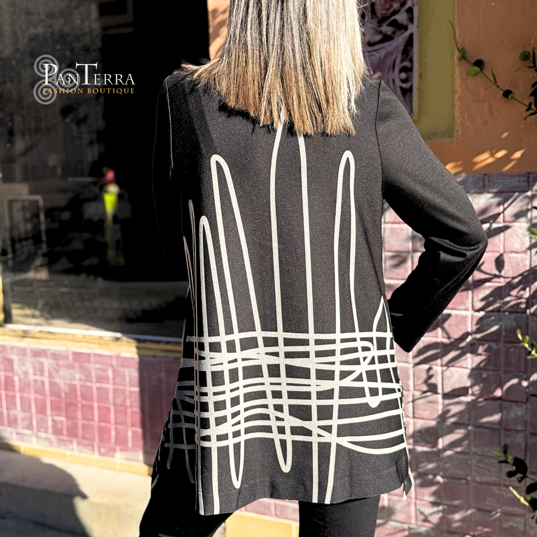 Terra T4570BC Black and Cream Button Front Jacket With Wired Collar