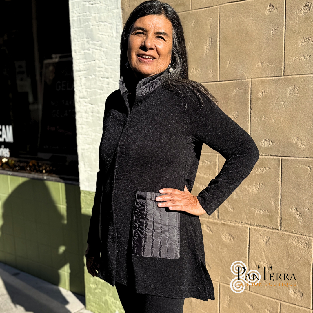 Terra T4524 Midnight Classic Sweater With Quilted Pockets and Wired Collar