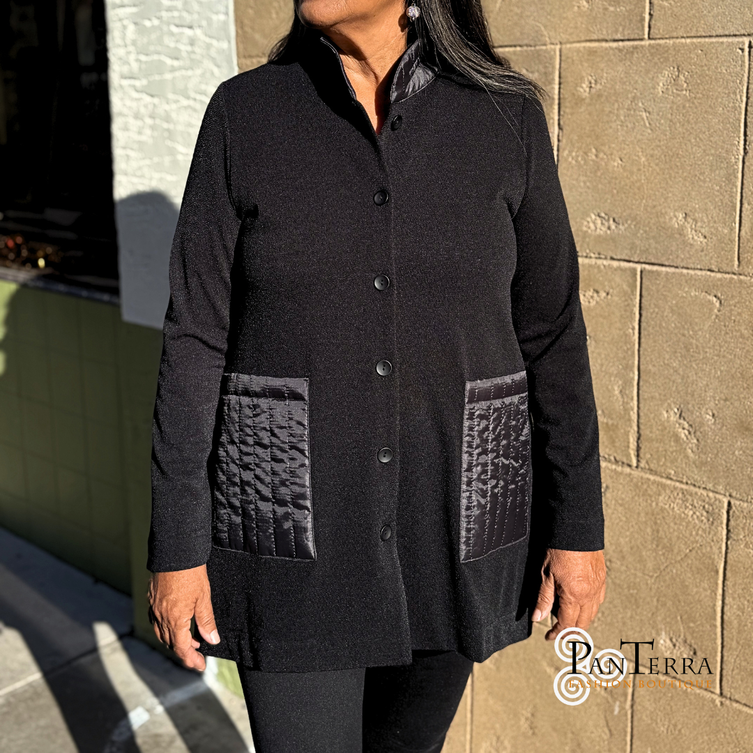 Terra T4524 Midnight Classic Sweater With Quilted Pockets and Wired Collar