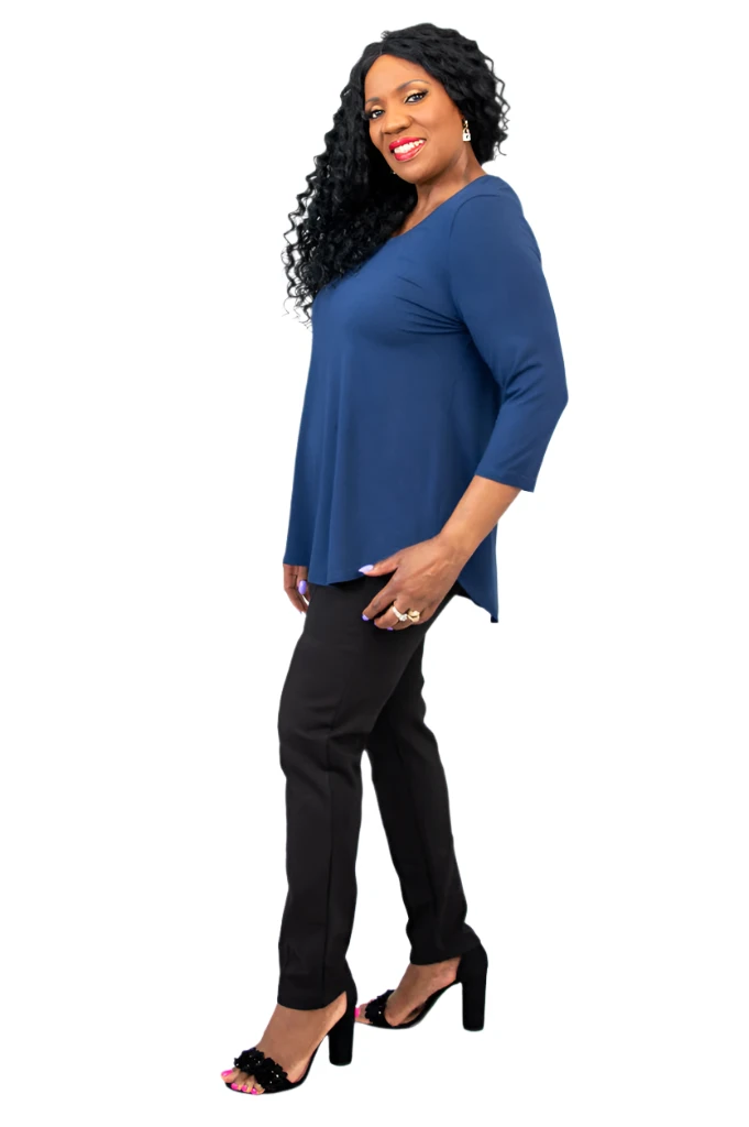 Blue Sky 4633IN INDIGO Bamboo 3/4 Sleeve Jazz Top