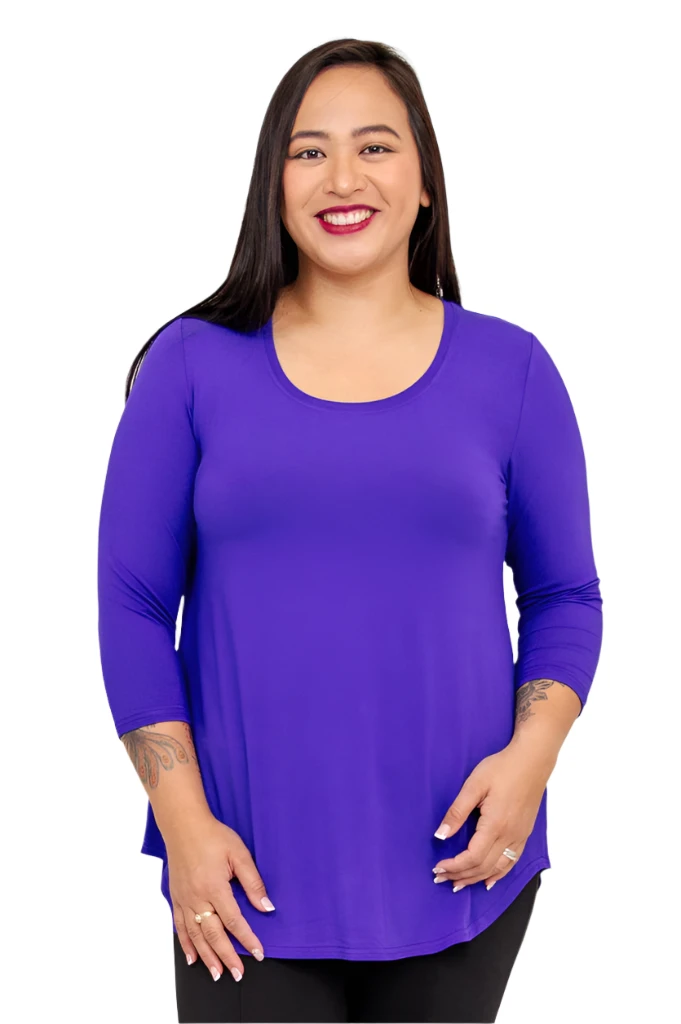 Blue Sky 4633VI VIOLET Bamboo 3/4 Sleeve Jazz Top
