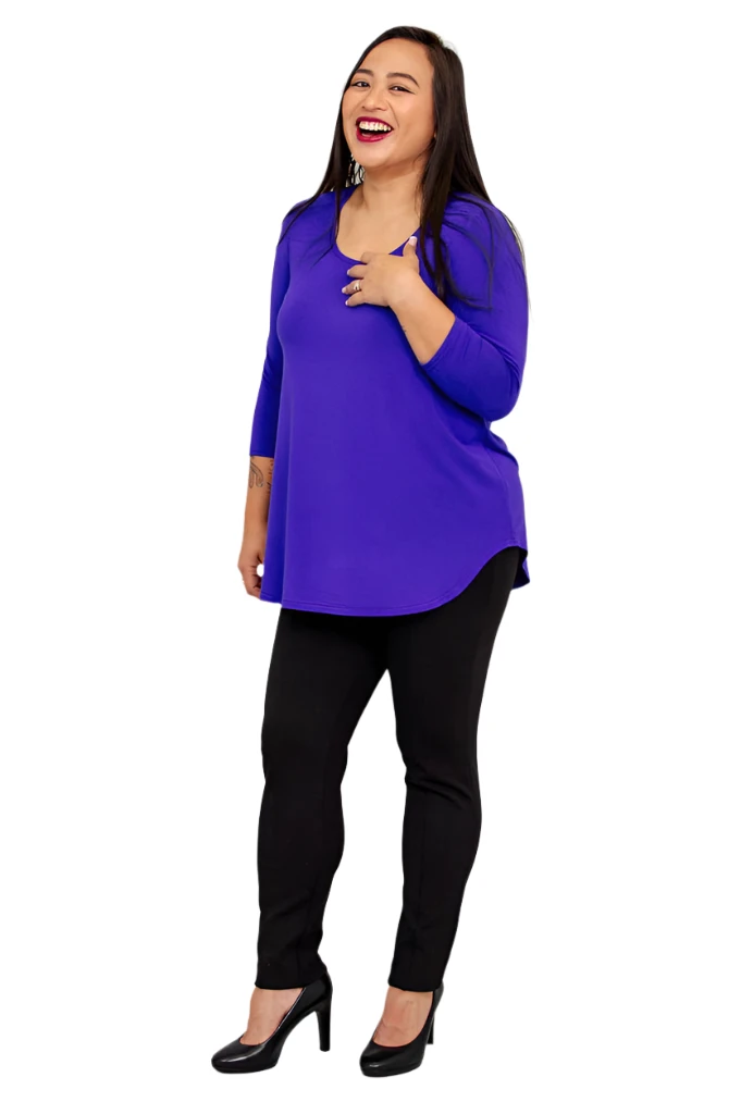 Blue Sky 4633VI VIOLET Bamboo 3/4 Sleeve Jazz Top
