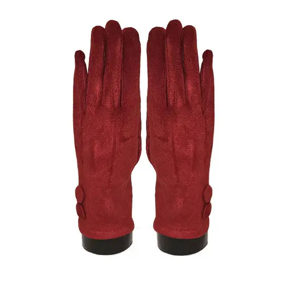 Mediterranean Concepts I720RD Red Suede Feel with 2 Large Buttons Texting Glove