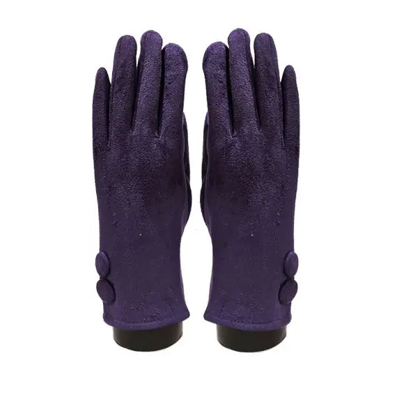 Mediterranean Concepts I720PU Purple Suede Feel with 2 Large Buttons Texting Glove