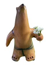 Alan Potter BEARLBN Large Brown Bear Holding Flowers