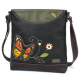 Chala 853MB6 MONARCH BUTTERFLY Black Sweet Messenger Tote Bag