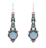 Firefly E569-LB Light Blue Beach Glass Long Drop Earrings