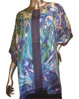 Cocoon House 667124 IRISES One Size Silk Long Tunic