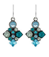 Firefly E310-AQ Aquamarine Architectural Long Diamond Earrings