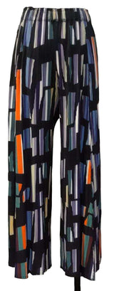 Vanité Couture 24607BK Black One Size Pull-On Pants With Multicolor Vertical Stripe Print