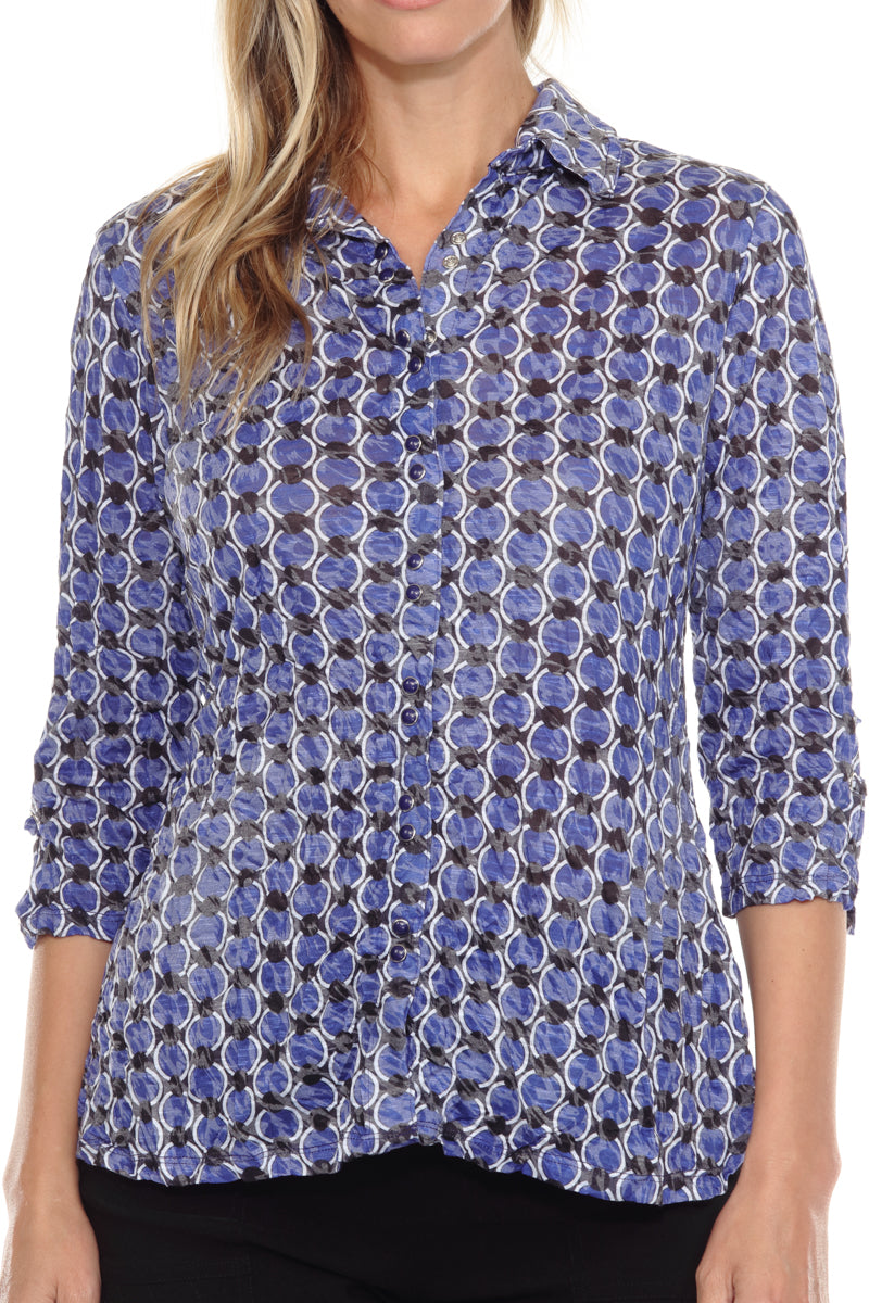 Carine BC25715 TWILIGHT ORBS Burnout Crinkle Sabrina Shirt