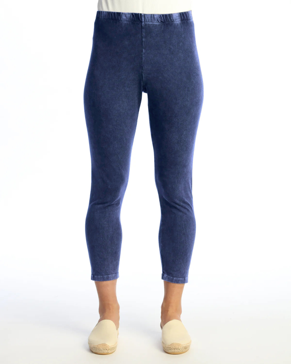 Jess & Jane M37DN Denim Mineral Washed Cotton Spandex Crop Leggings