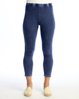 Jess & Jane M37DN Denim Mineral Washed Cotton Spandex Crop Leggings