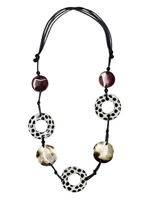 Alisha D NT231A-BW Black White and  Resin Necklace