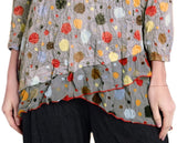 Shana 25619C Circles Crinkle Mesh Layer Top